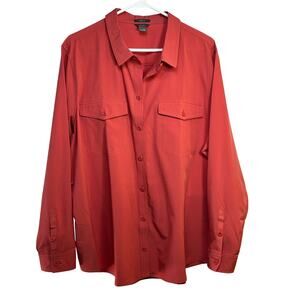 Eddie Bauer Women XXL Departure Shirt Stretch Moisture Wicking L/S UPF 50 Orange